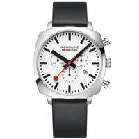 Thumbnail for Chronograph Watch - Mondaine Grand Cushion Chrono Square Men's Black Watch MSL.41410.LBV.SET