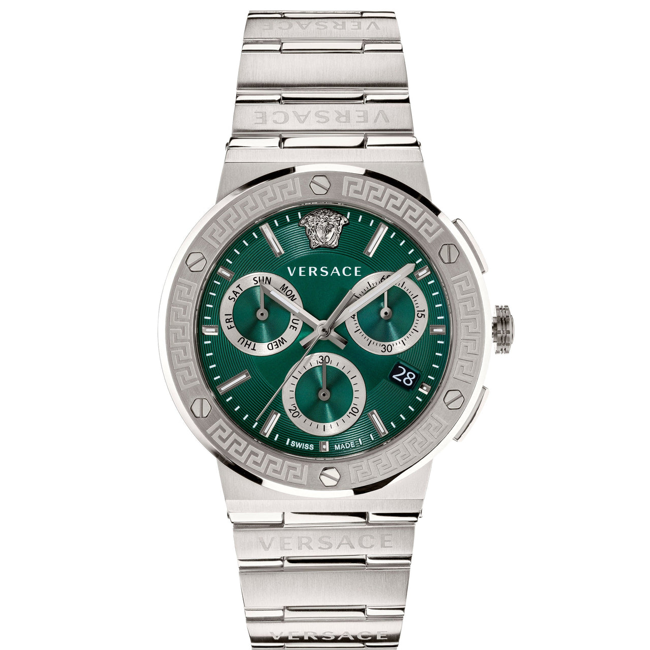 Chronograph Watch - Versace Greca Logo Men's Green Watch VEZ900121