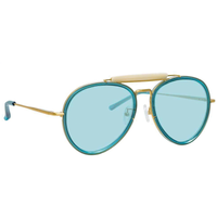 Thumbnail for Dries Van Noten Ladies Aviator Blue Sunglasses DVN188C4SUN