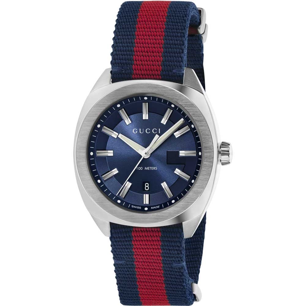 Gucci YA142304 Men's Watch GG2570 Blue Canvas