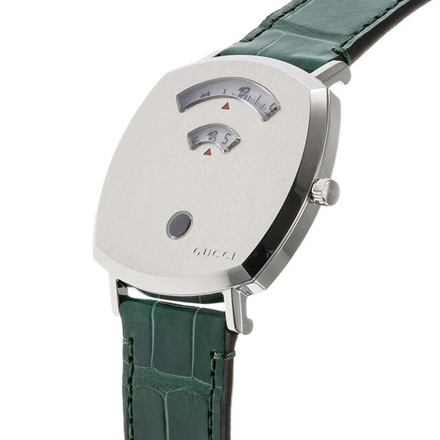 Gucci Unisex Watch 38mm Grip Silver Green Alligator