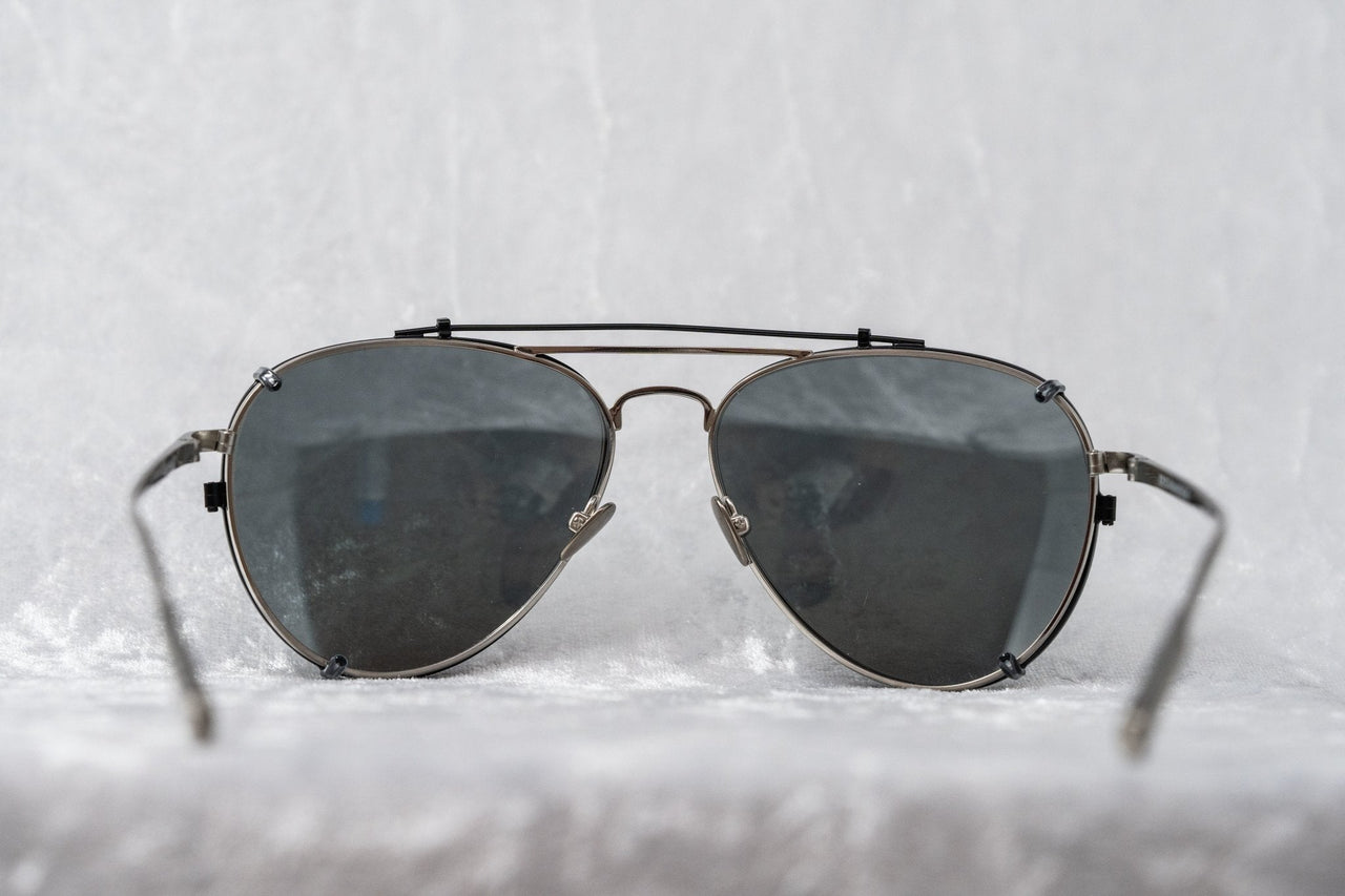 Kris Van Assche Sunglasses Unisex Titanium Brushed Silver Black Clip-On with Grey Lenses Category 3 - KVA89C5SUN - Watches & Crystals