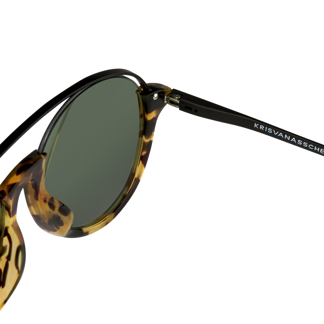 Kris Van Assche Sunglasses Unisex with Titanium Tortoise Shell Black and Green Lenses Category 2 - KVA84C2SUN - Watches & Crystals