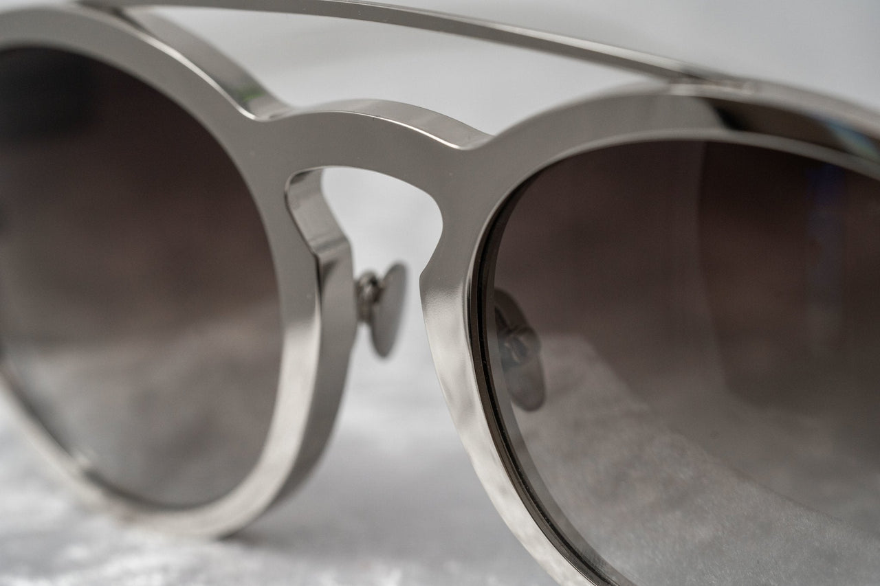 Kris Van Assche Unisex Sunglasses Oval Shiny Silver and Grey Graduated Lenses - KVA4C4SUN - Watches & Crystals
