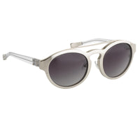 Thumbnail for Kris Van Assche Unisex Sunglasses Oval Shiny Silver and Grey Graduated Lenses - KVA4C4SUN - Watches & Crystals