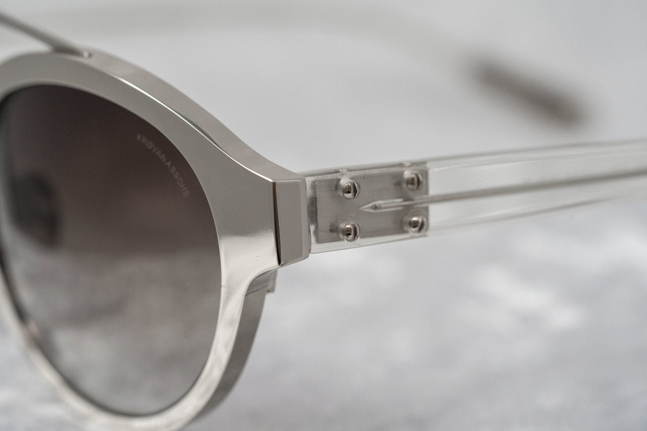 Kris Van Assche Unisex Sunglasses Oval Shiny Silver and Grey Graduated Lenses - KVA4C4SUN - Watches & Crystals