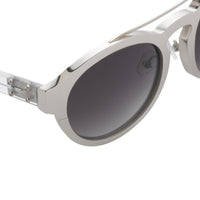 Thumbnail for Kris Van Assche Unisex Sunglasses Oval Shiny Silver and Grey Graduated Lenses - KVA4C4SUN - Watches & Crystals