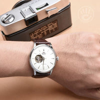 Thumbnail for Mechanical Watch - Orient Bambino Open Heart Men's Brown Watch RA-AG0002S10B