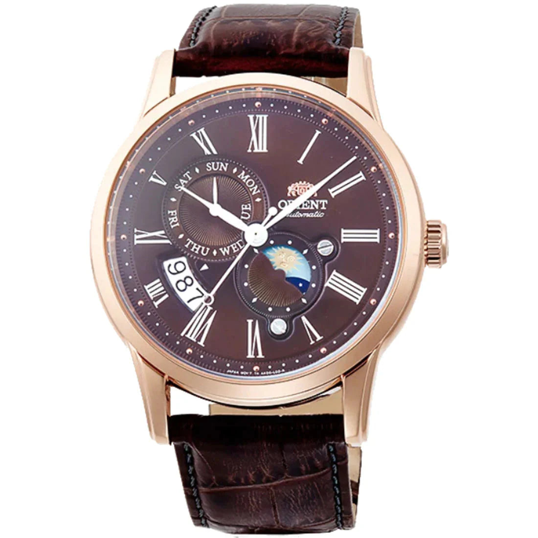 Mechanical Watch - Orient Sun And Moon Men's Brown Watch RA-AK0009T10B