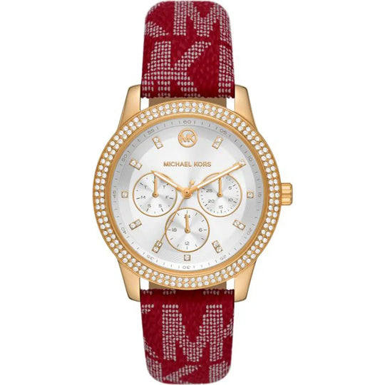 Michael kors watch red leather strap best sale