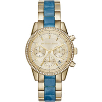 Thumbnail for Michael Kors Ladies Watch Ritz Chronograph 37mm Gold Blue MK6328