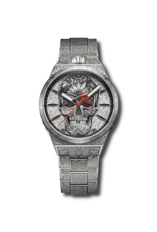 Bomberg Bolt-68 Neo Tattooed  Cancun Skull Limited Edition Silver Watch