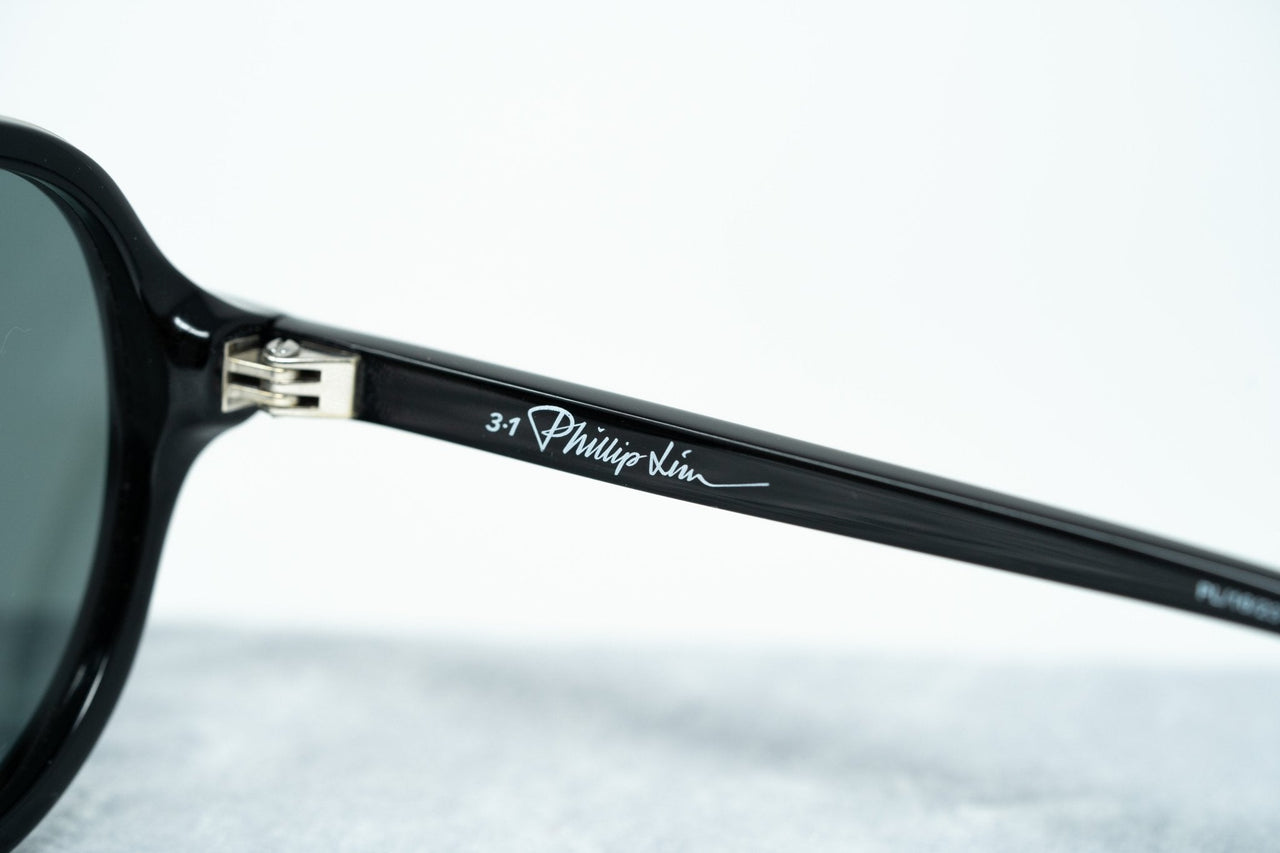 Phillip Lim Sunglasses Black Shiny Silver and Blue Mirror Lenses Category 3 - PL16C23SUN - Watches & Crystals
