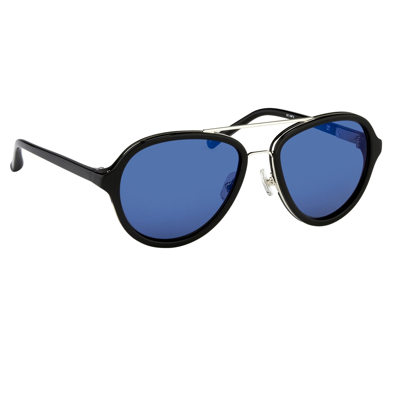 Phillip Lim Sunglasses Black Shiny Silver and Blue Mirror Lenses Category 3 - PL16C23SUN - Watches & Crystals