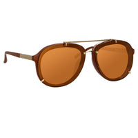 Thumbnail for Phillip Lim Sunglasses Unisex Rust and Light Gold Aviator with Rust Mirror Lenses Category 3 - PL162C13SUN - Watches & Crystals