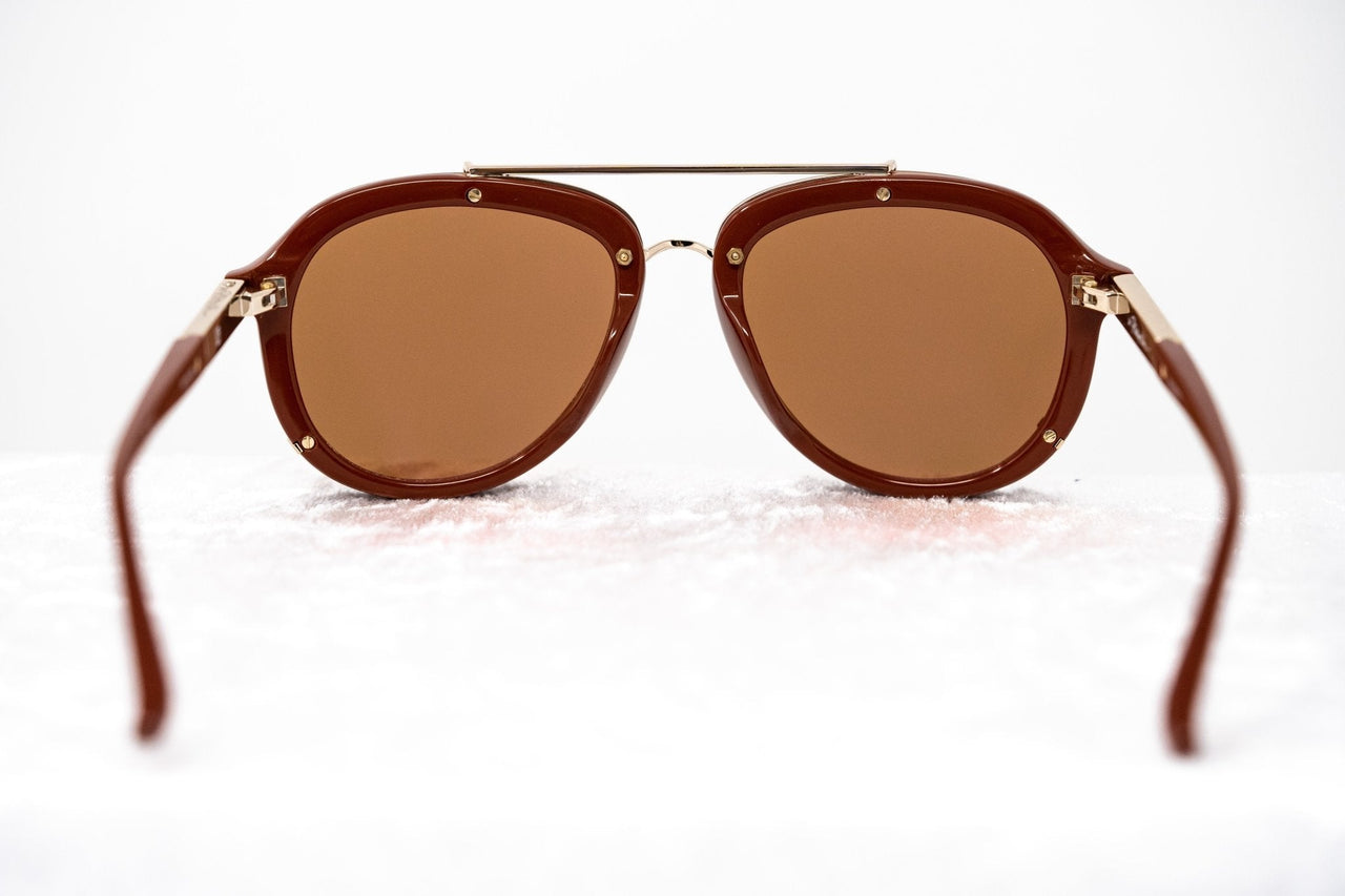 Phillip Lim Sunglasses Unisex Rust and Light Gold Aviator with Rust Mirror Lenses Category 3 - PL162C13SUN - Watches & Crystals