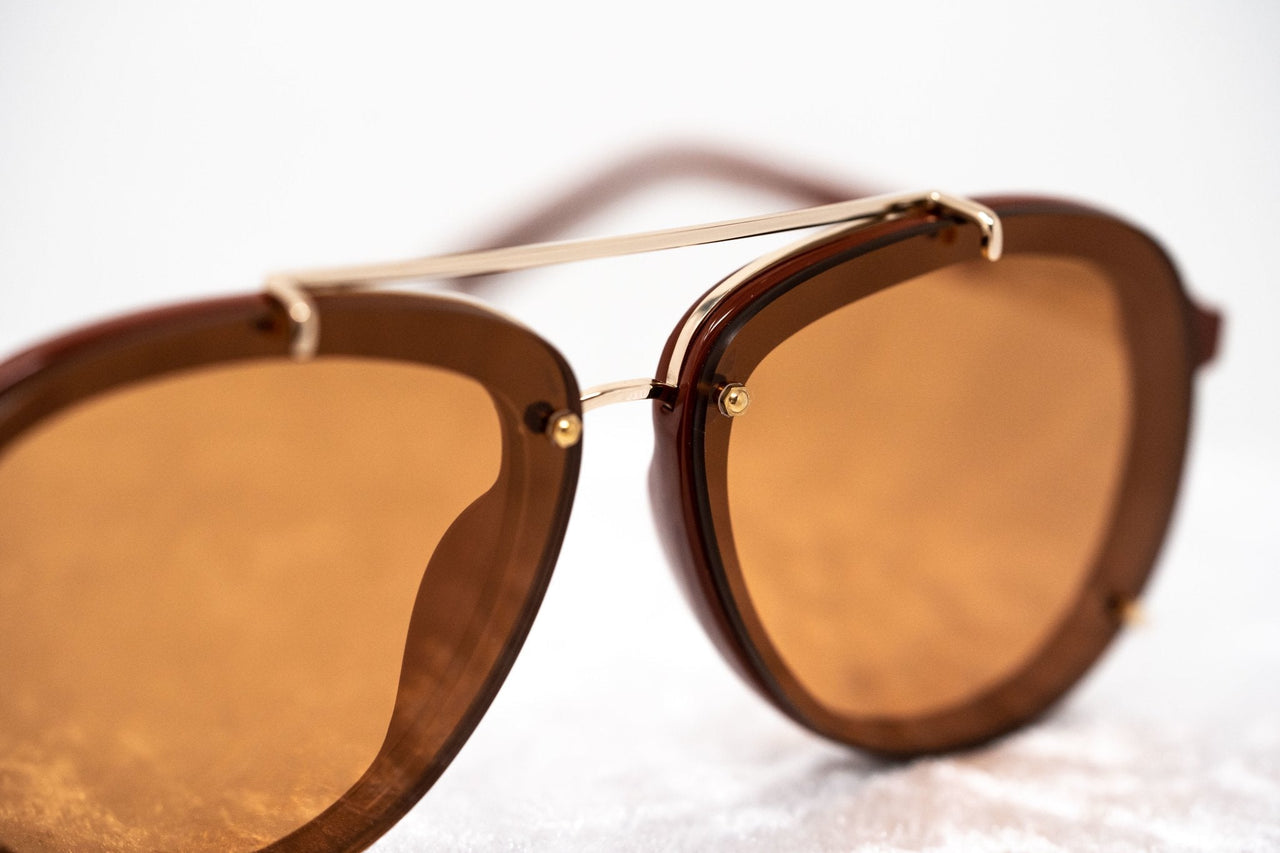 Phillip Lim Sunglasses Unisex Rust and Light Gold Aviator with Rust Mirror Lenses Category 3 - PL162C13SUN - Watches & Crystals