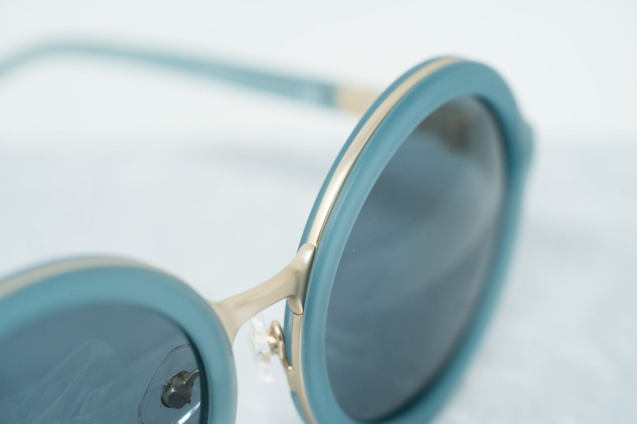 Phillip Lim Sunglasses with Round Blue Brushed Gold and Navy Blue Lenses - PL11C16SUN - Watches & Crystals