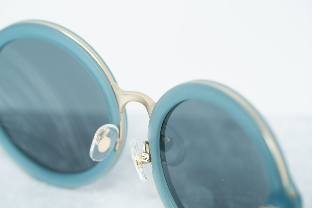Phillip Lim Sunglasses with Round Blue Brushed Gold and Navy Blue Lenses - PL11C16SUN - Watches & Crystals