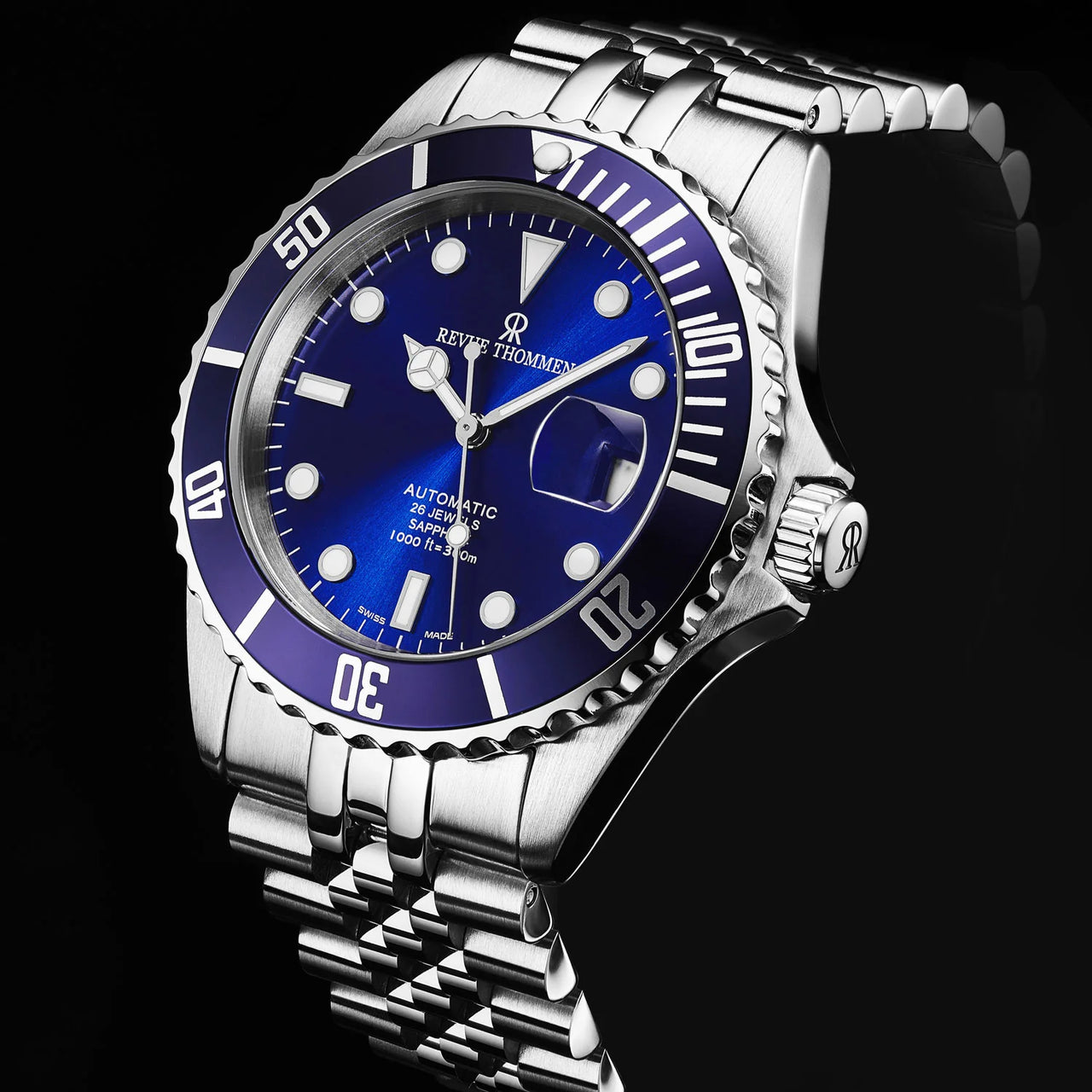 Revue Thommen Blue Dial Steel 'Diver' Automatic Men's Watch