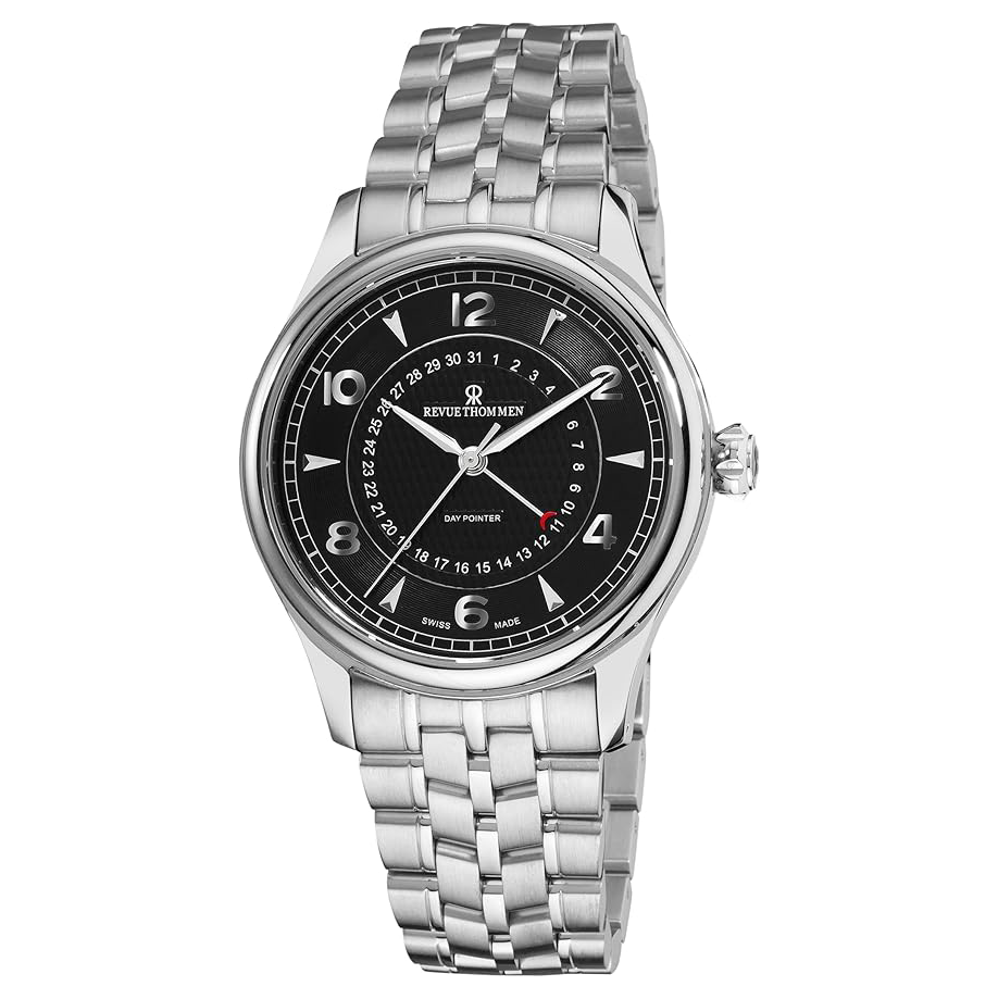 Revue Thommen Date Pointer 43mm Men's Stainless Steel Black Automatic Watch