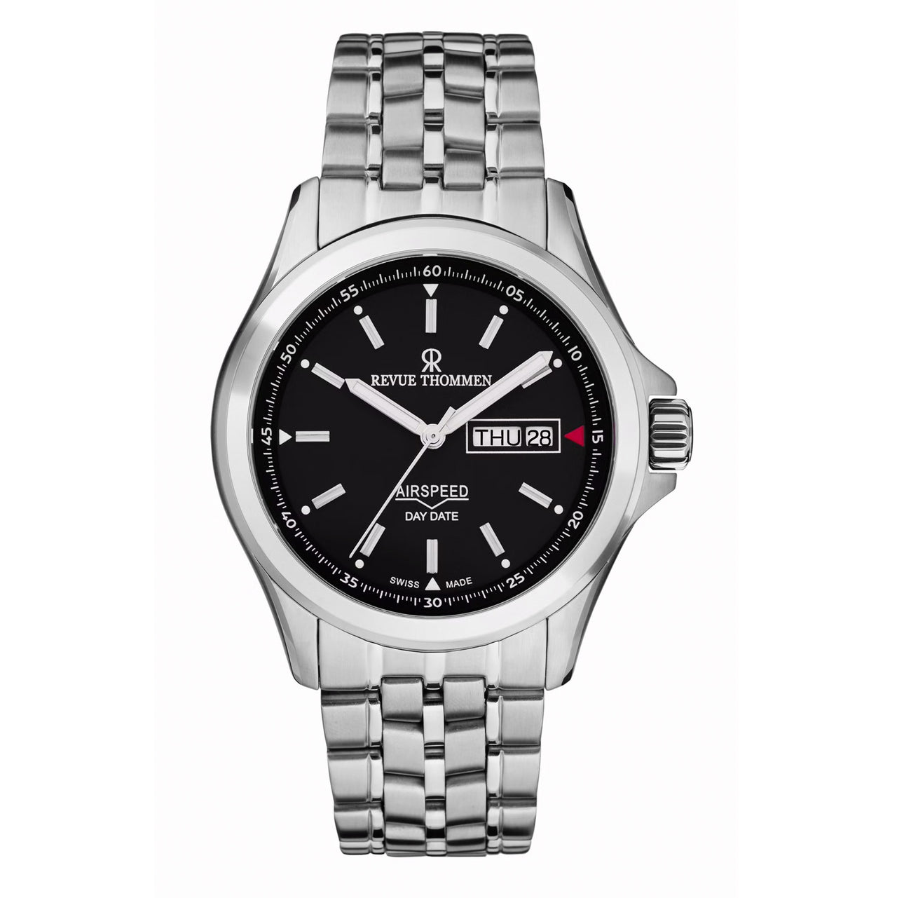 Revue Thommen Airspeed Men's 42mm Black Automatic Day-Date Watch