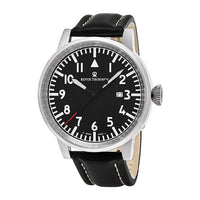 Thumbnail for Revue Thommen Men's Airspeed XL 47mm Black Leather Automatic Watch