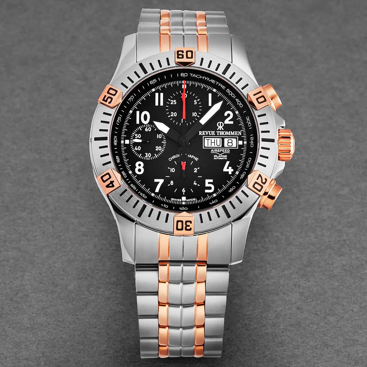 Revue Thommen Airspeed XL Pioneer Men's 44mm Black Chronograph Automatic Watch