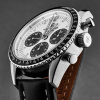 Thumbnail for Revue Thommen Aviator Men's 42mm Silver Leather Chronograph Automatic Watch