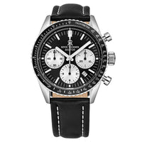 Thumbnail for Revue Thommen Aviator Men's 42mm Black Leather Chronograph Automatic Watch