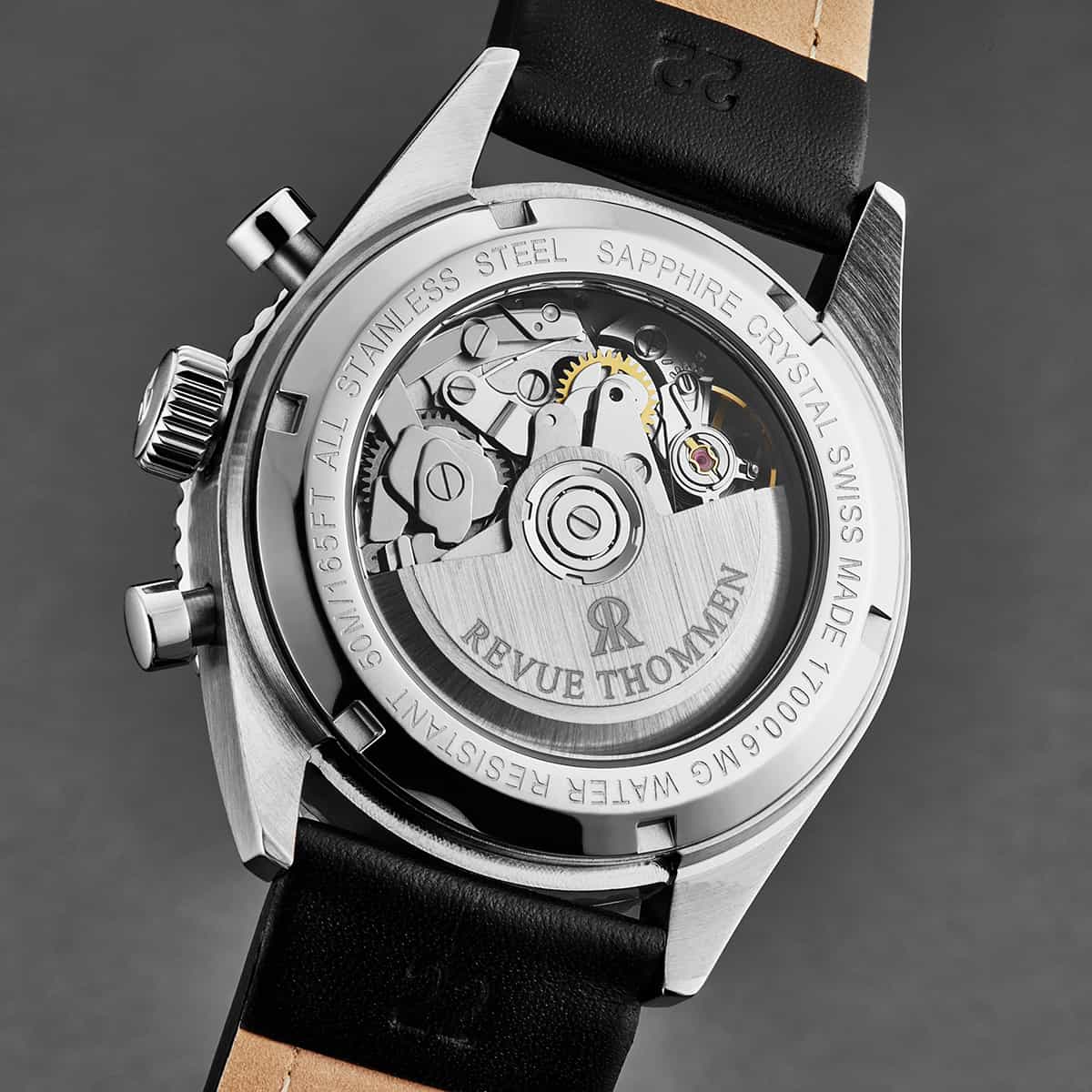 Revue Thommen Aviator Men's 42mm Black Leather Chronograph Automatic Watch