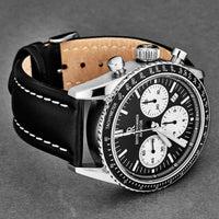 Thumbnail for Revue Thommen Aviator Men's 42mm Black Leather Chronograph Automatic Watch