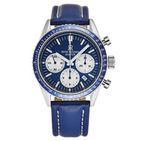 Thumbnail for Revue Thommen Aviator Men's 42mm Blue Leather Chronograph Automatic Watch
