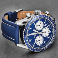 Thumbnail for Revue Thommen Aviator Men's 42mm Blue Leather Chronograph Automatic Watch