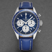 Thumbnail for Revue Thommen Aviator Men's 42mm Blue Leather Chronograph Automatic Watch