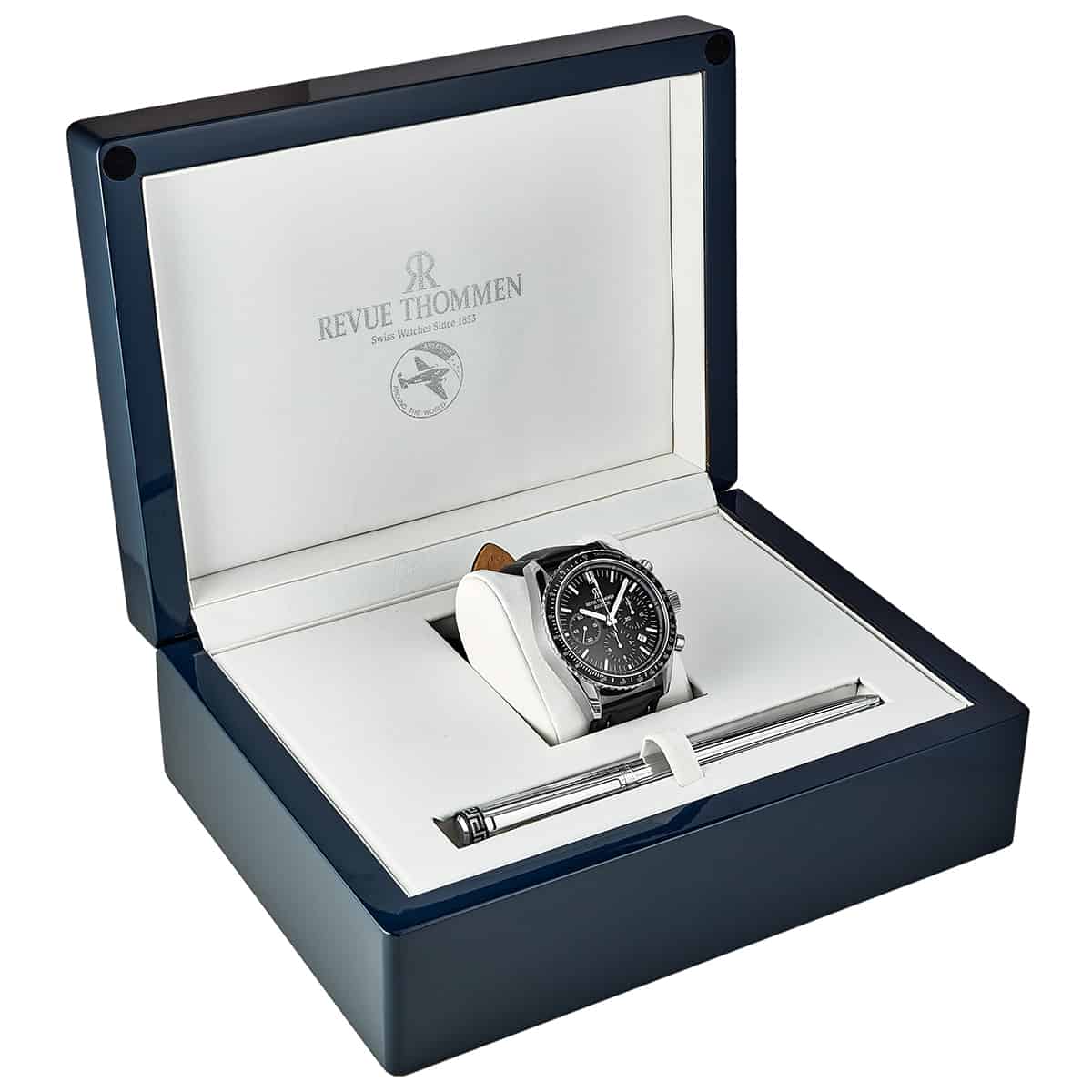 Revue Thommen Aviator Men's 42mm Black Chronograph Automatic Watch