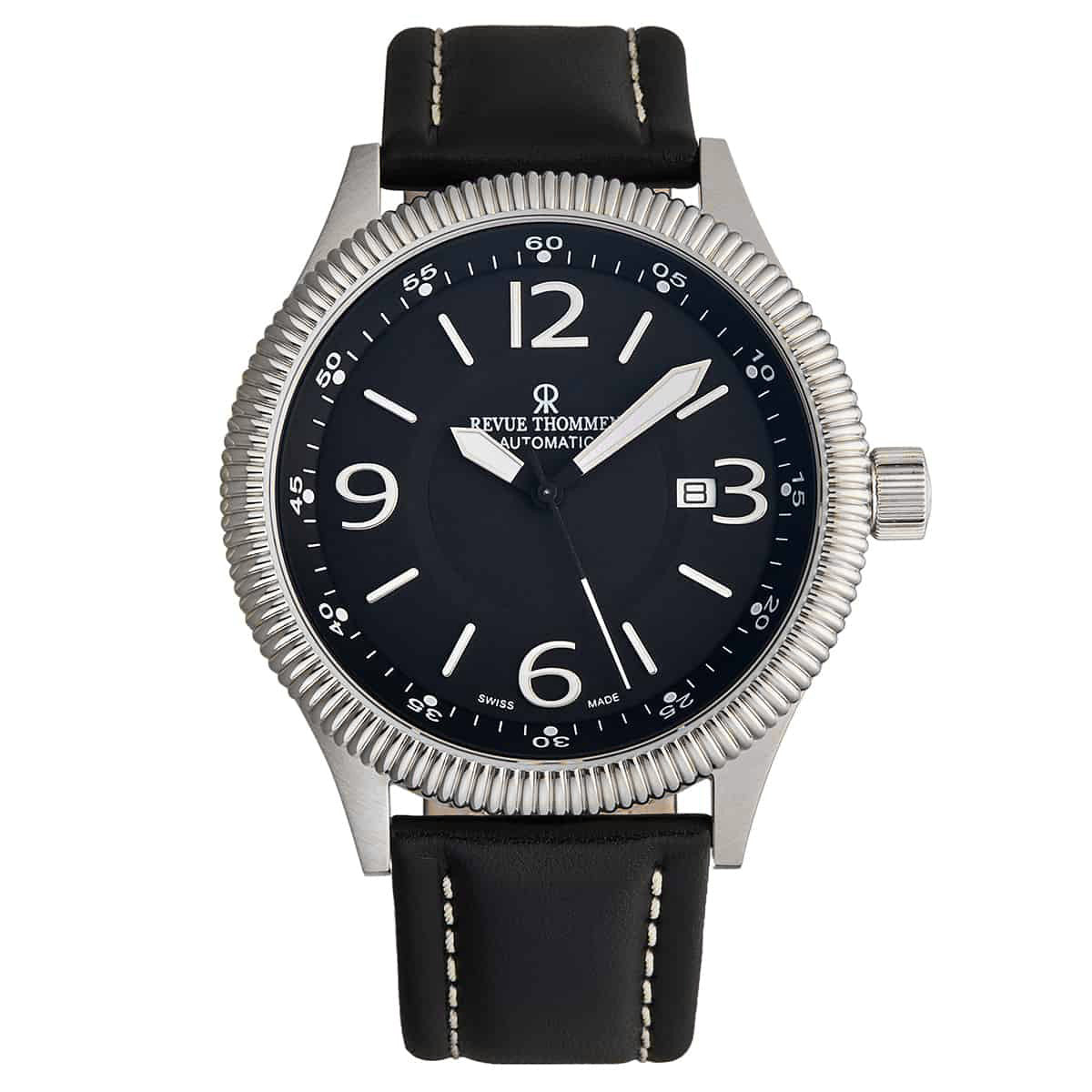 Revue Thommen Pilot Men's 44mm Stainless Steel Black Automatic Watch