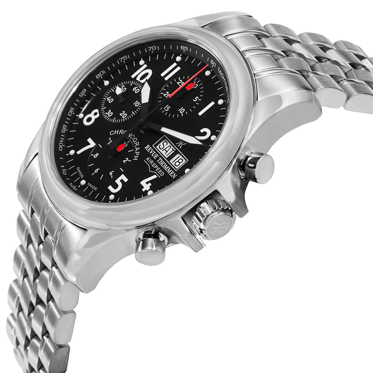 Revue Thommen Pilot Men's 42mm Black Automatic Chronograph Watch