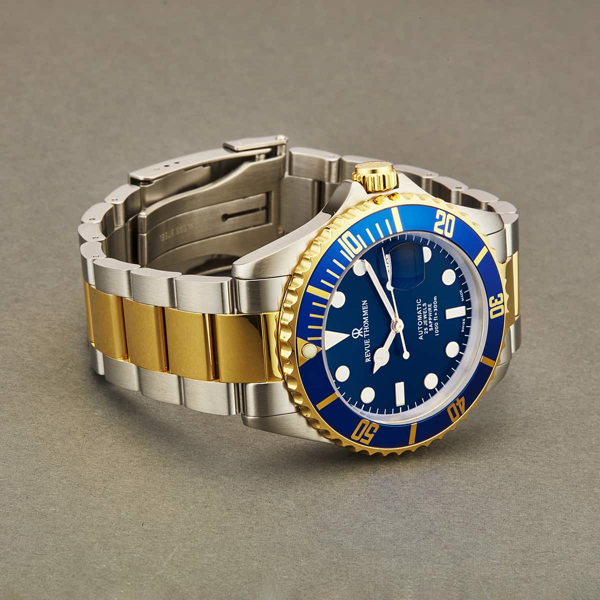 Revue Thommen Diver Men's 42mm Blue Dial Two-Tone Stainless Steel Automatic Watch