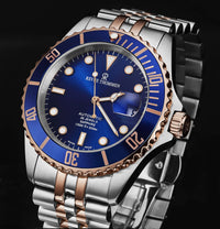 Thumbnail for Revue Thommen Men's Diver 42mm Blue Rose Gold Two-Tone Automatic Watch