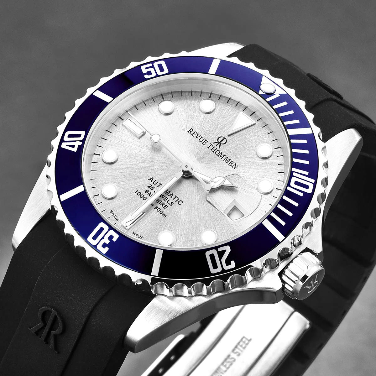 Revue Thommen Diver Men's 42mm Silver Blue Automatic Watch