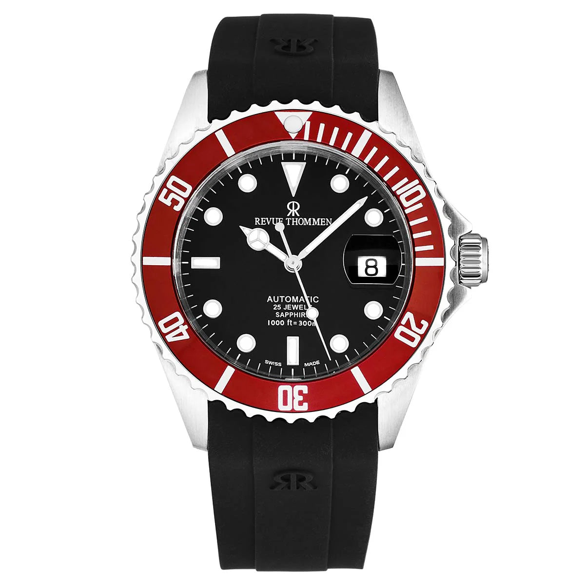 Revue Thommen Diver Men's 42mm Black Red Automatic Watch