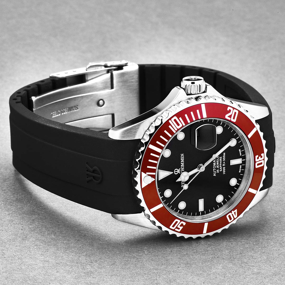 Revue Thommen Diver Men's 42mm Black Red Automatic Watch