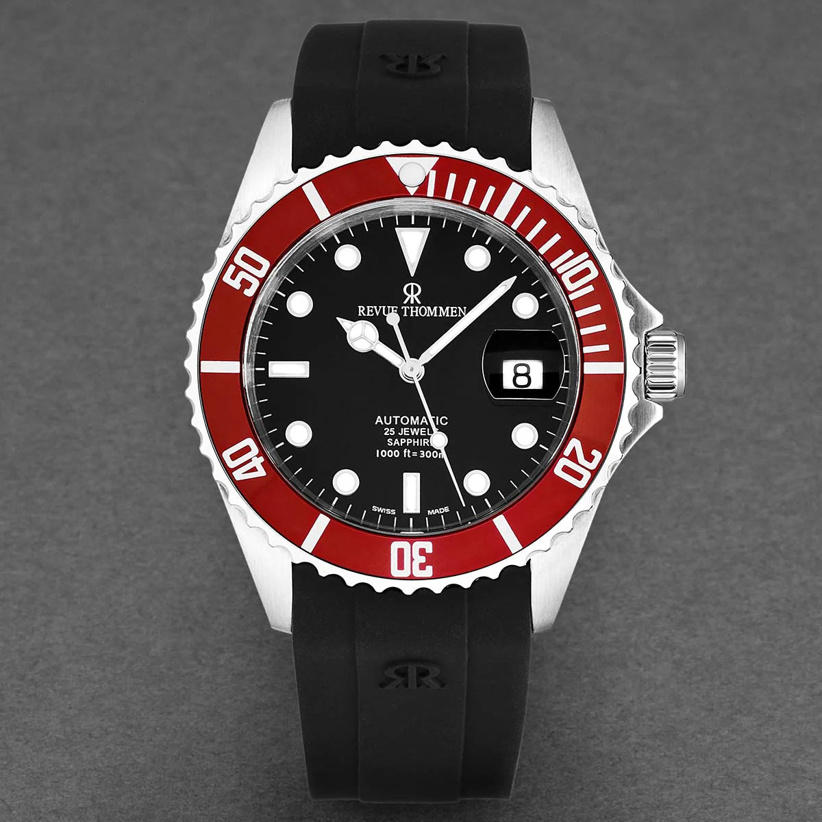 Revue Thommen Diver Men's 42mm Black Red Automatic Watch
