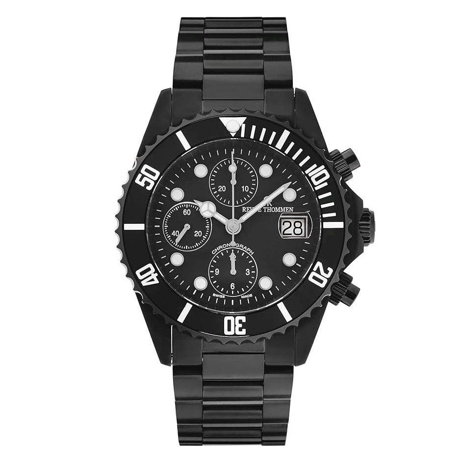Revue Thommen XL Diver Men's 42mm Black Chronograph Automatic Watch