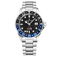 Thumbnail for Revue Thommen Diver Men's 42mm Black Dial Black and Blue Bezel GMT Automatic Watch