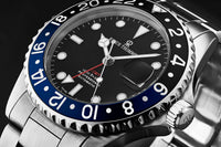Thumbnail for Revue Thommen Diver Men's 42mm Black Dial Black and Blue Bezel GMT Automatic Watch