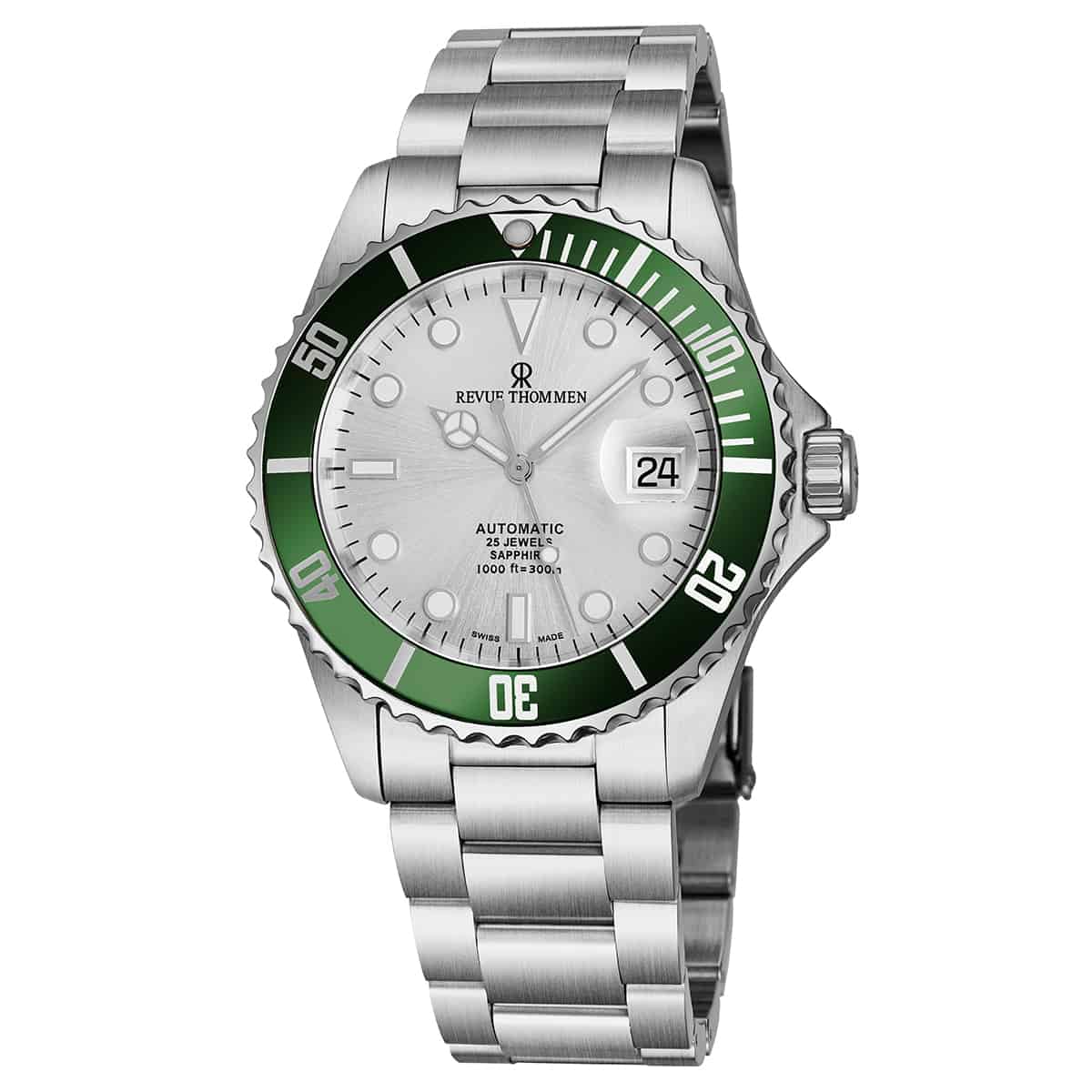 Revue Thommen Diver Men's 42mm Stainless Steel Silver Green Automatic Watch