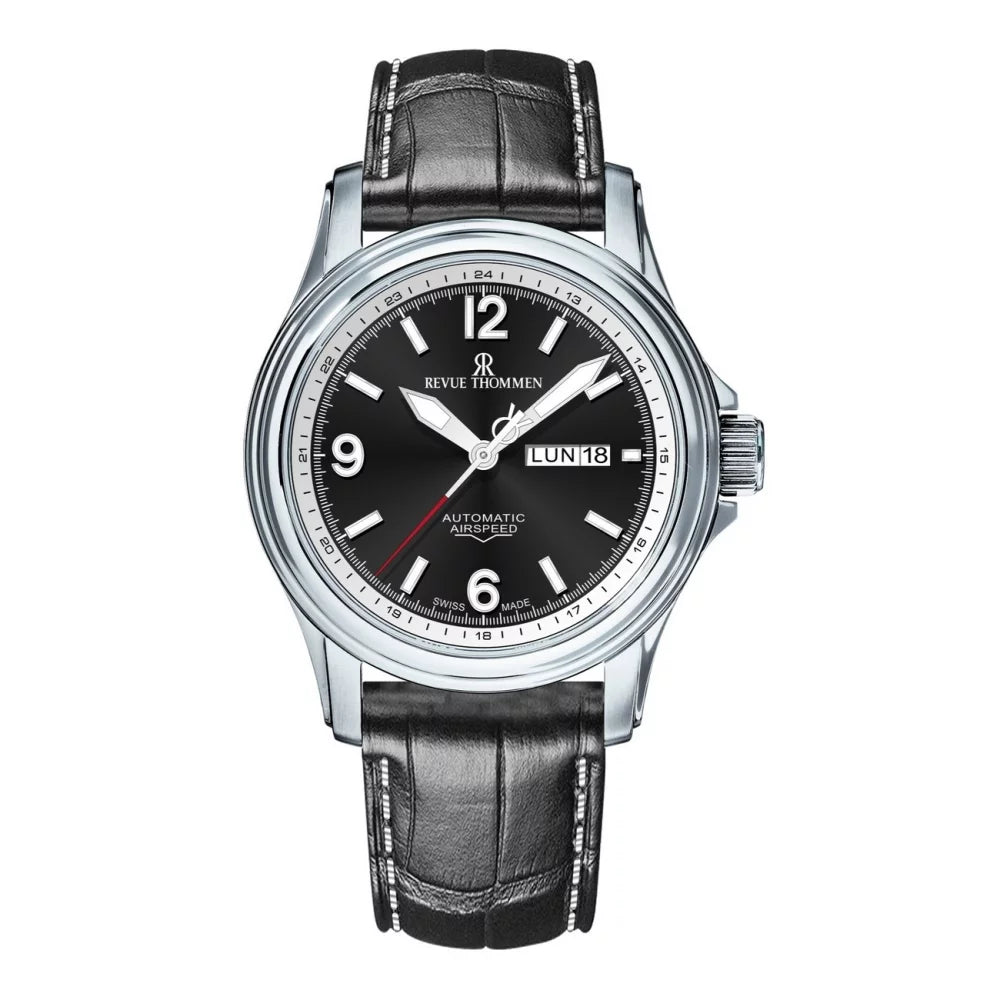 Revue Thommen Men's Airspeed 44mm Black Automatic Watch