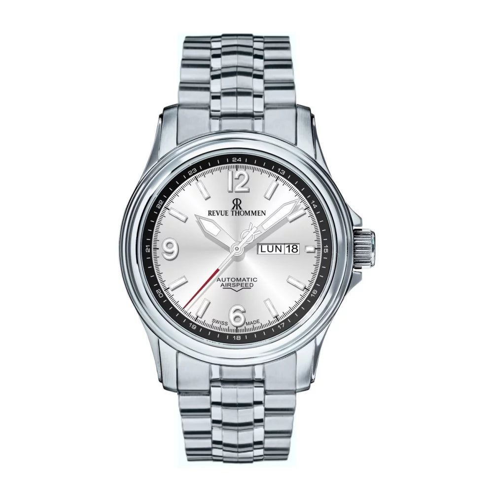 Revue Thommen Men's Airspeed 44mm Silver Automatic Watch